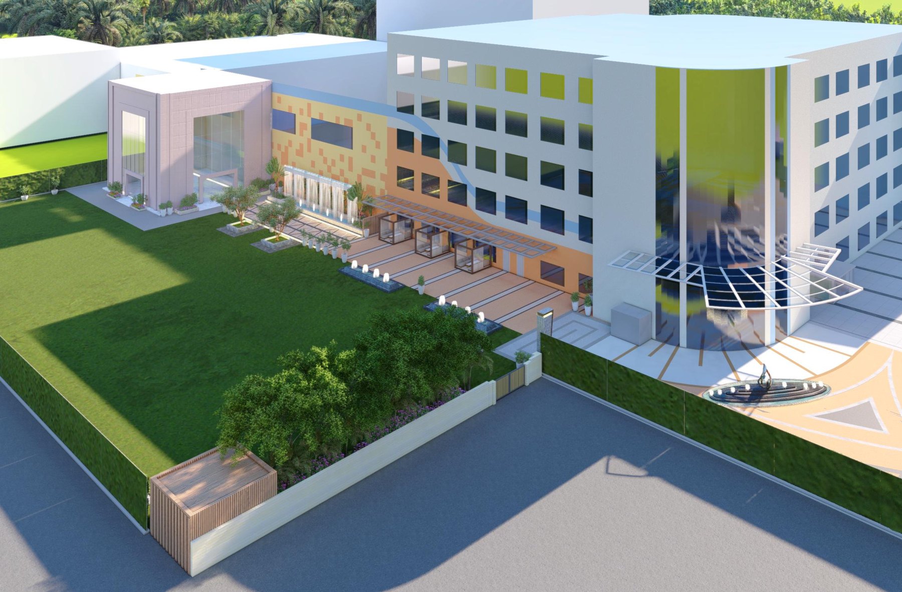 Expo Inn Banquet Lawn 3D landscape rendering