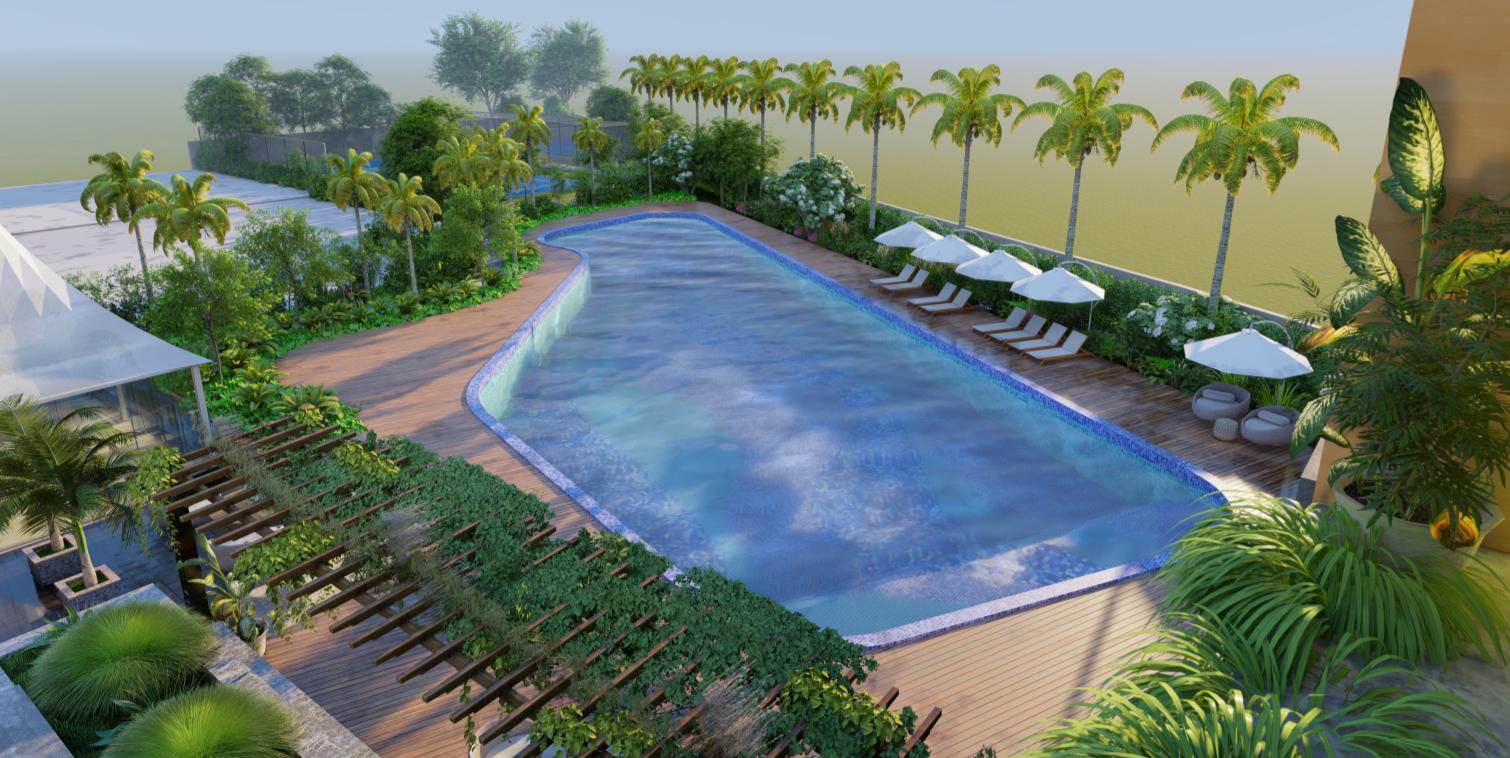 Vanya City Gurgaon pool and landscape rendering